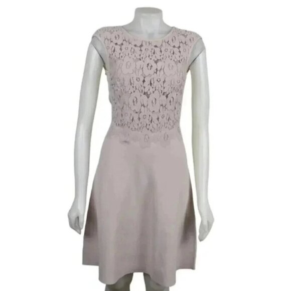Marc Cain Lace Bodice Dress  Blush Pink Floral US Size 4 - Picture 3 of 15